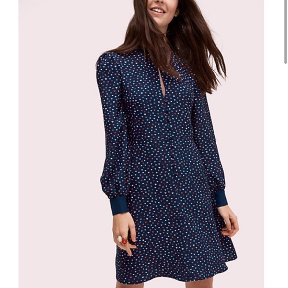 SOLD Kate Spade Navy Long Sleeve Lip Pattern Dress - Picture 4 of 11